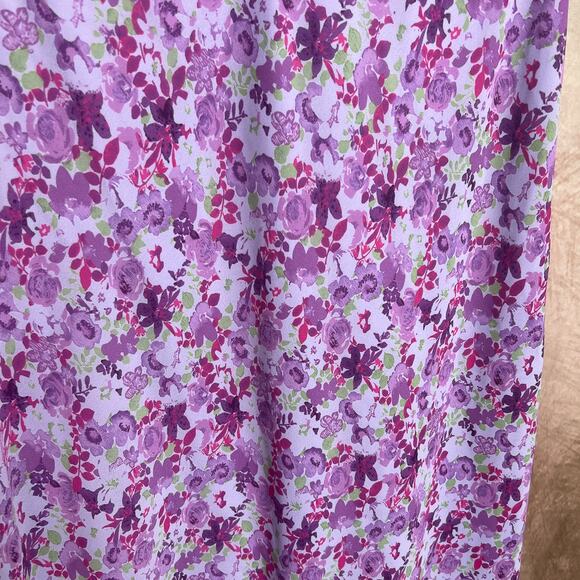Venezia Floral Handkerchief Hem Maxi Dress Purple Empire Waist Shift Summer Y2K - Picture 7 of 9